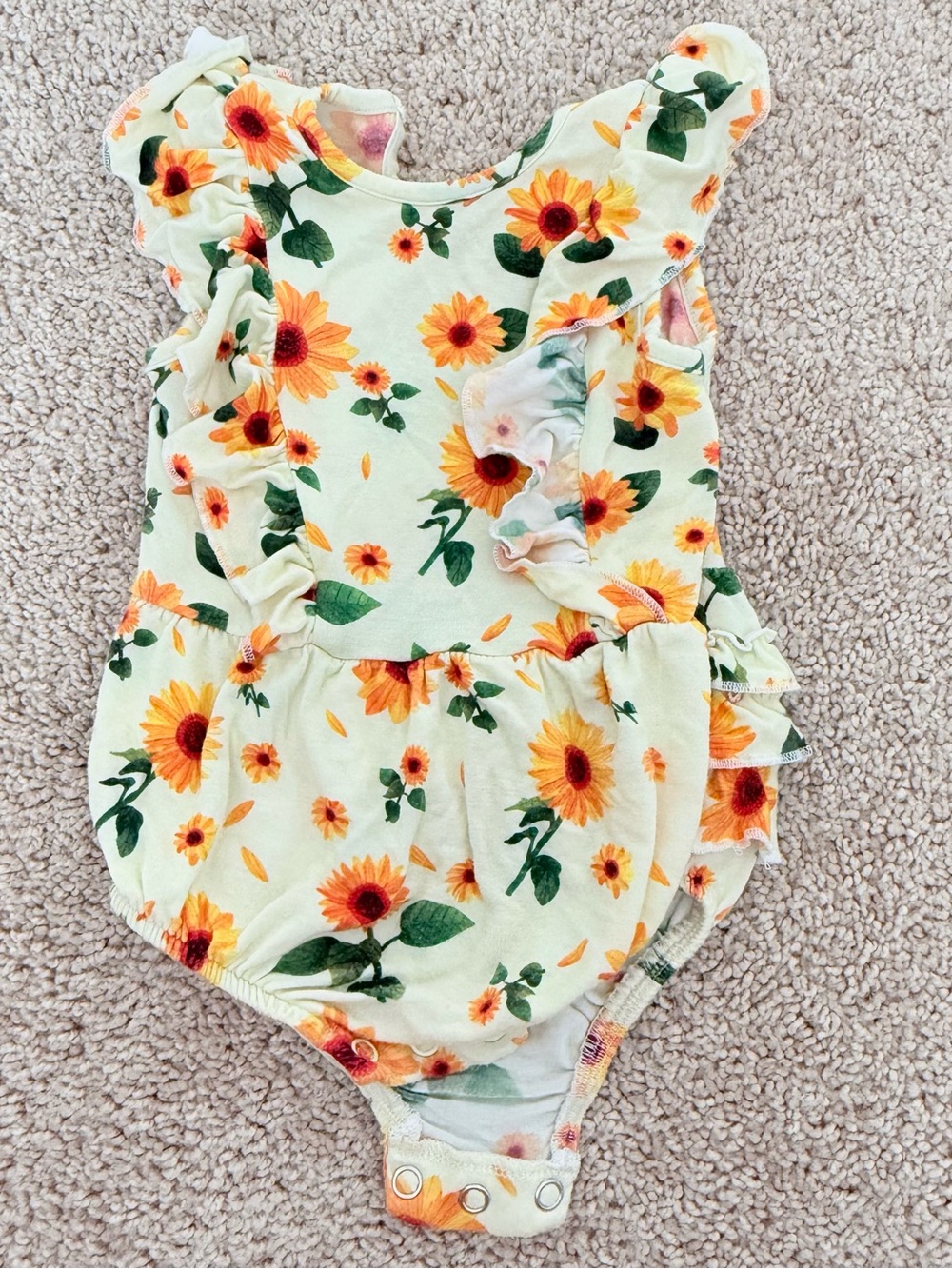 Bamboo 3-6mo Sunflower Print Baby Romper - Yellow Floral